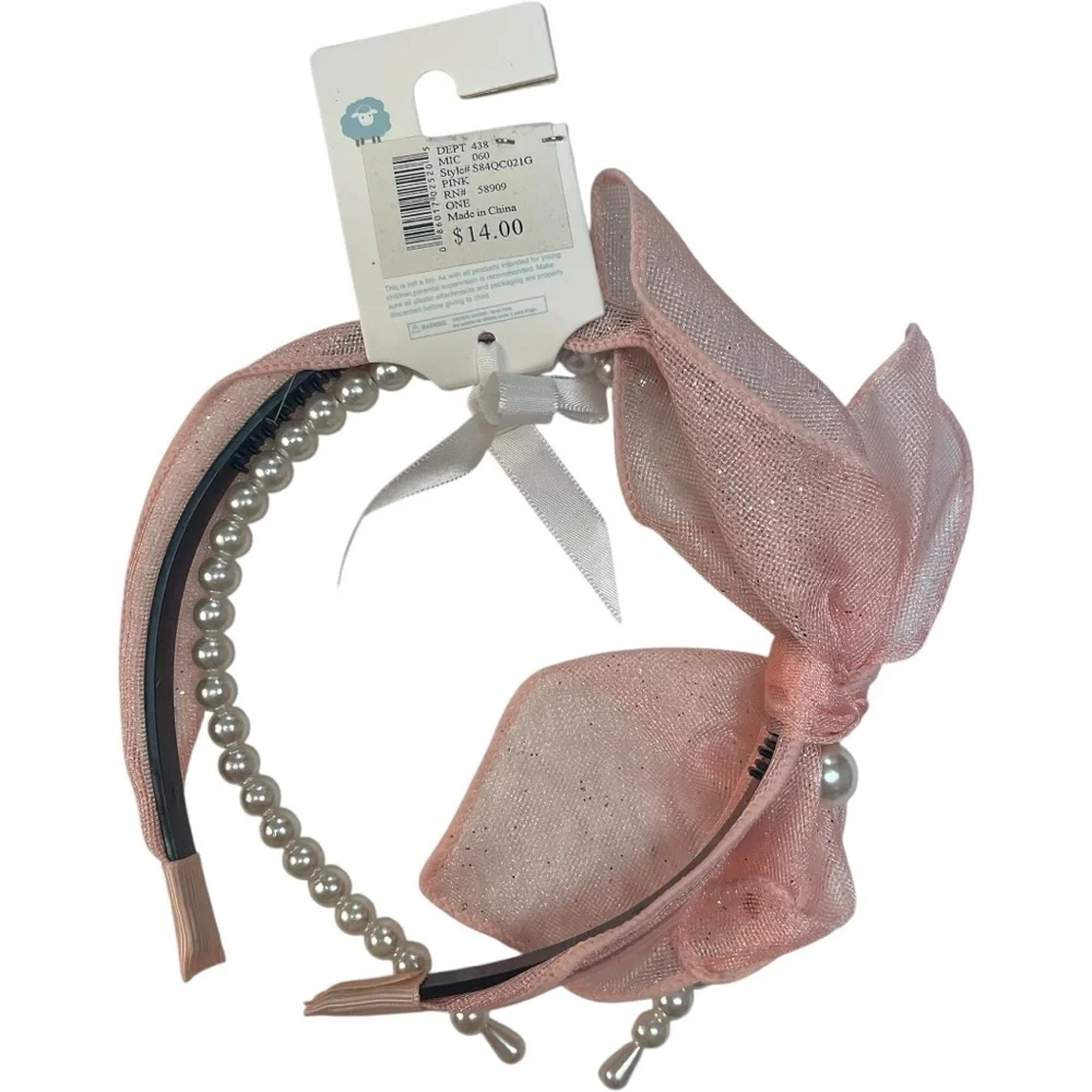 Edgehill Collection Headband with Bow Set Pink White